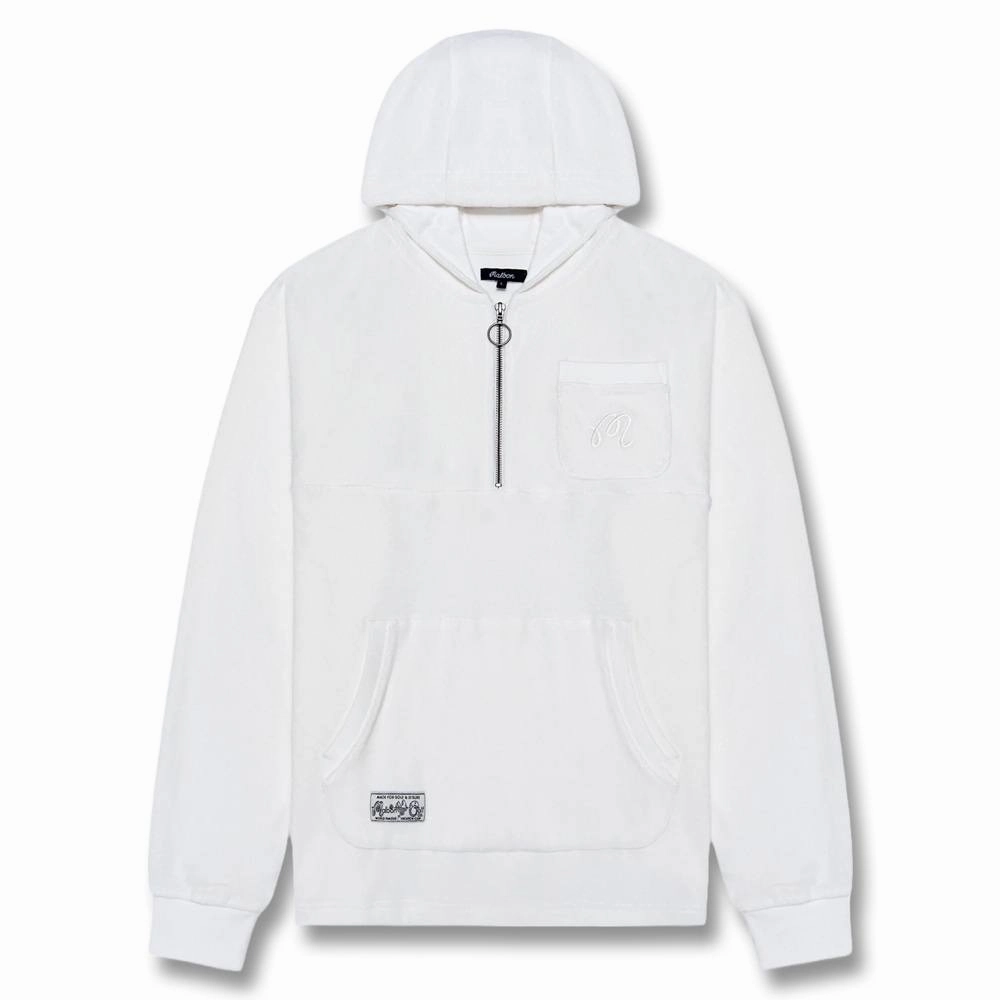 Malbon Castello French Terry Quarter Zip Hoodie Golf Jacket White - SS25 Men Moisture Managing Layer Taped Seam Waterproofing
