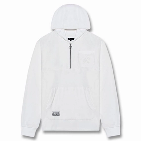 Quick Release Fasteners Light Protection Malbon Castello French Terry Quarter Zip Hoodie Golf Jacket White - SS25 Men