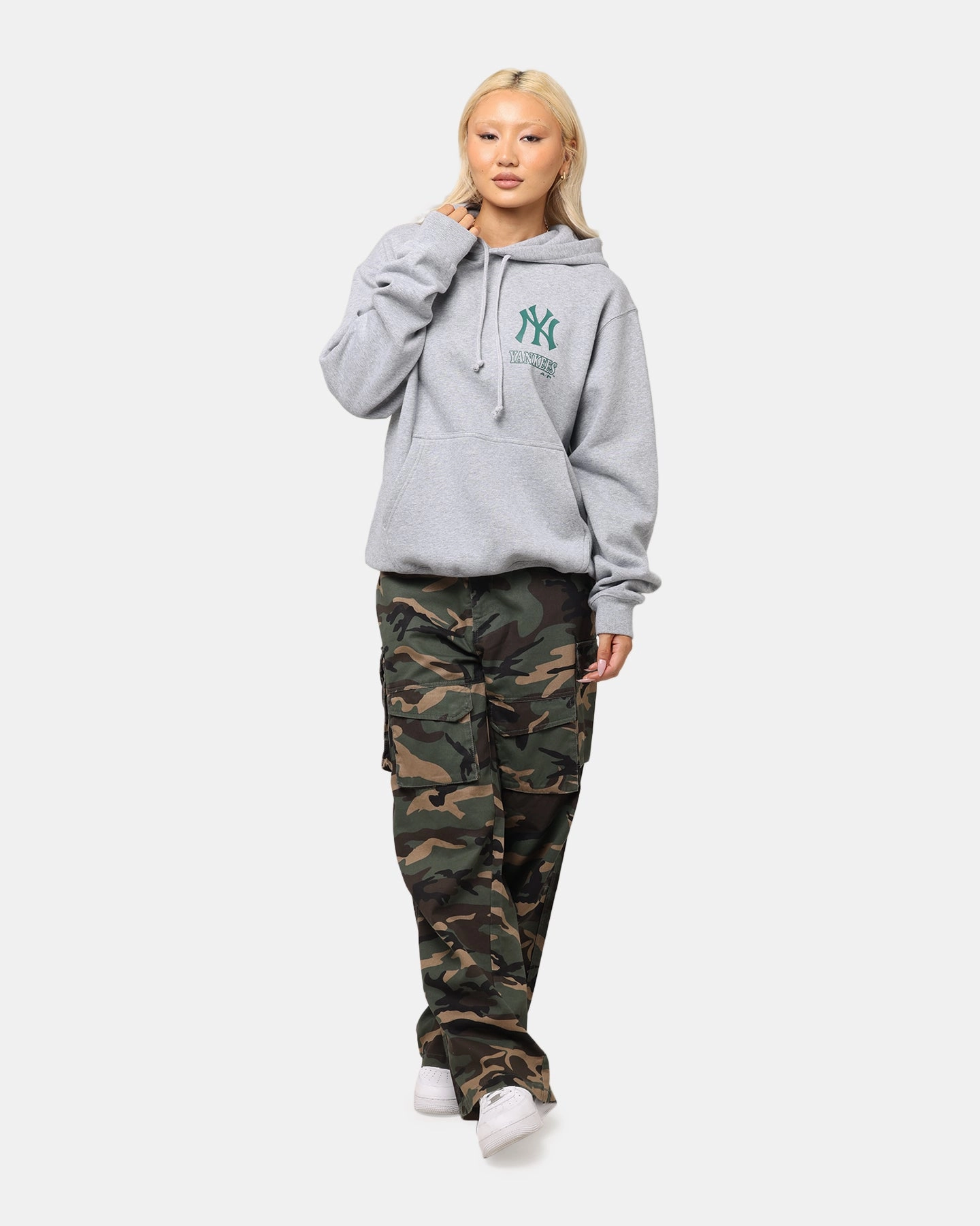 Majestic Athletic New York Yankees Murcer Arch Hoodie Grey Marle suitable for sports competitions