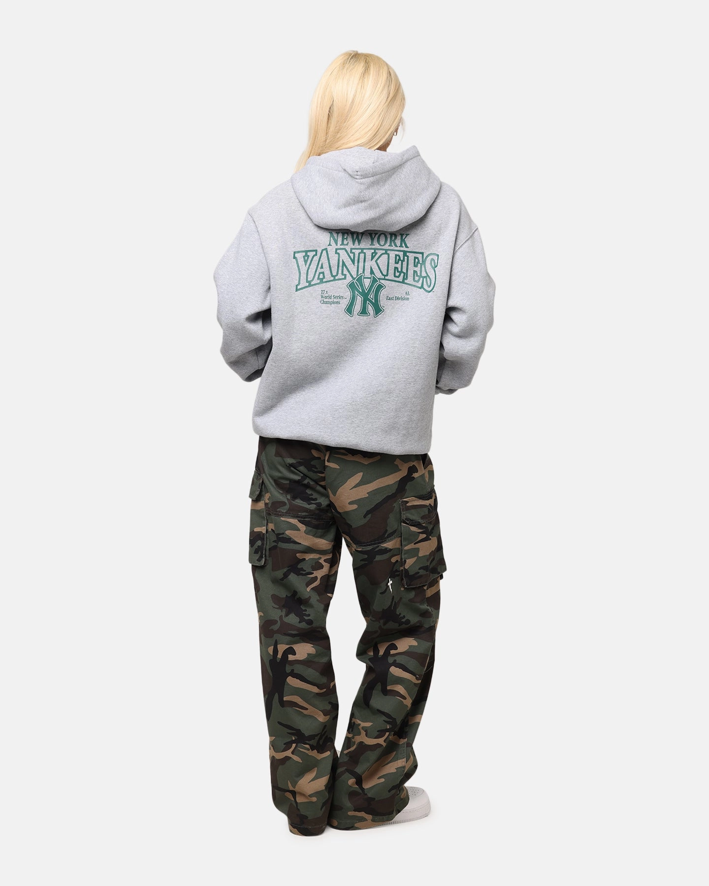 Majestic Athletic New York Yankees Murcer Arch Hoodie Grey Marle spring season Cordlock Adjustment System