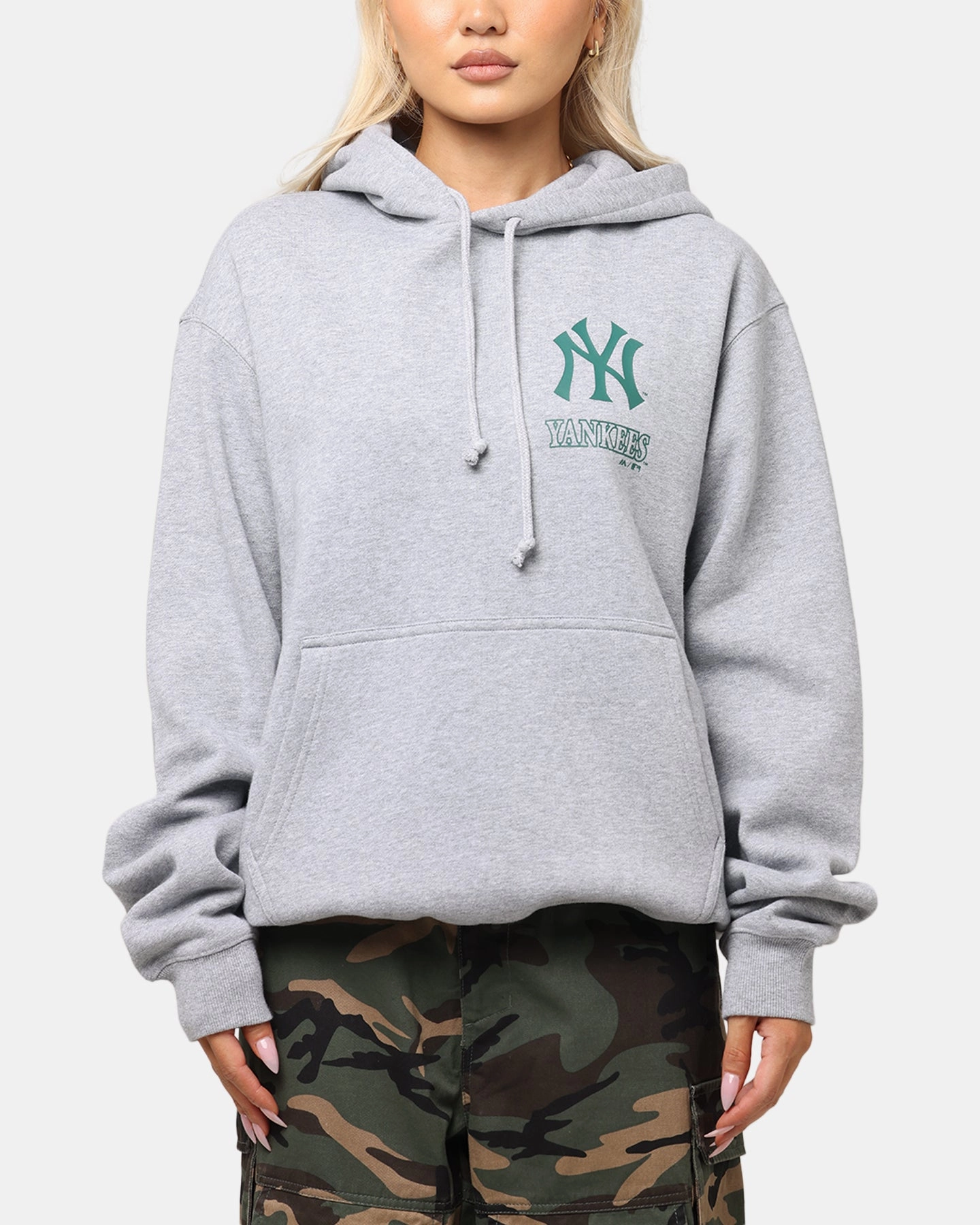 Smooth Feel Stretch Comfort Majestic Athletic New York Yankees Murcer Arch Hoodie Grey Marle