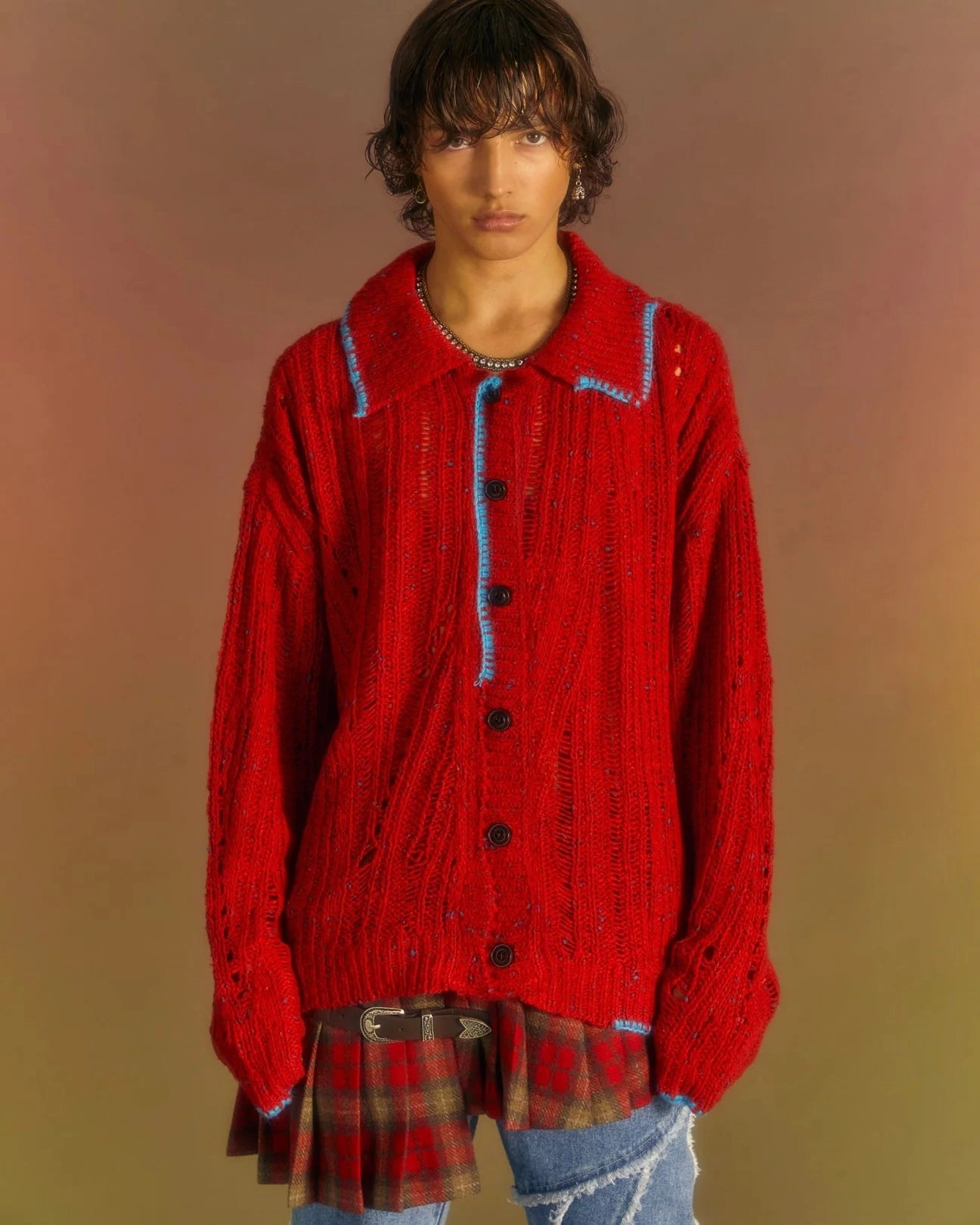 Andersson Bell NEP Wool Cardigan 'Red' Fringe Detail