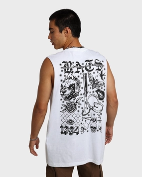 Rats Get Fat Flash Muscle T-Shirt White Zero Waste Production V neck