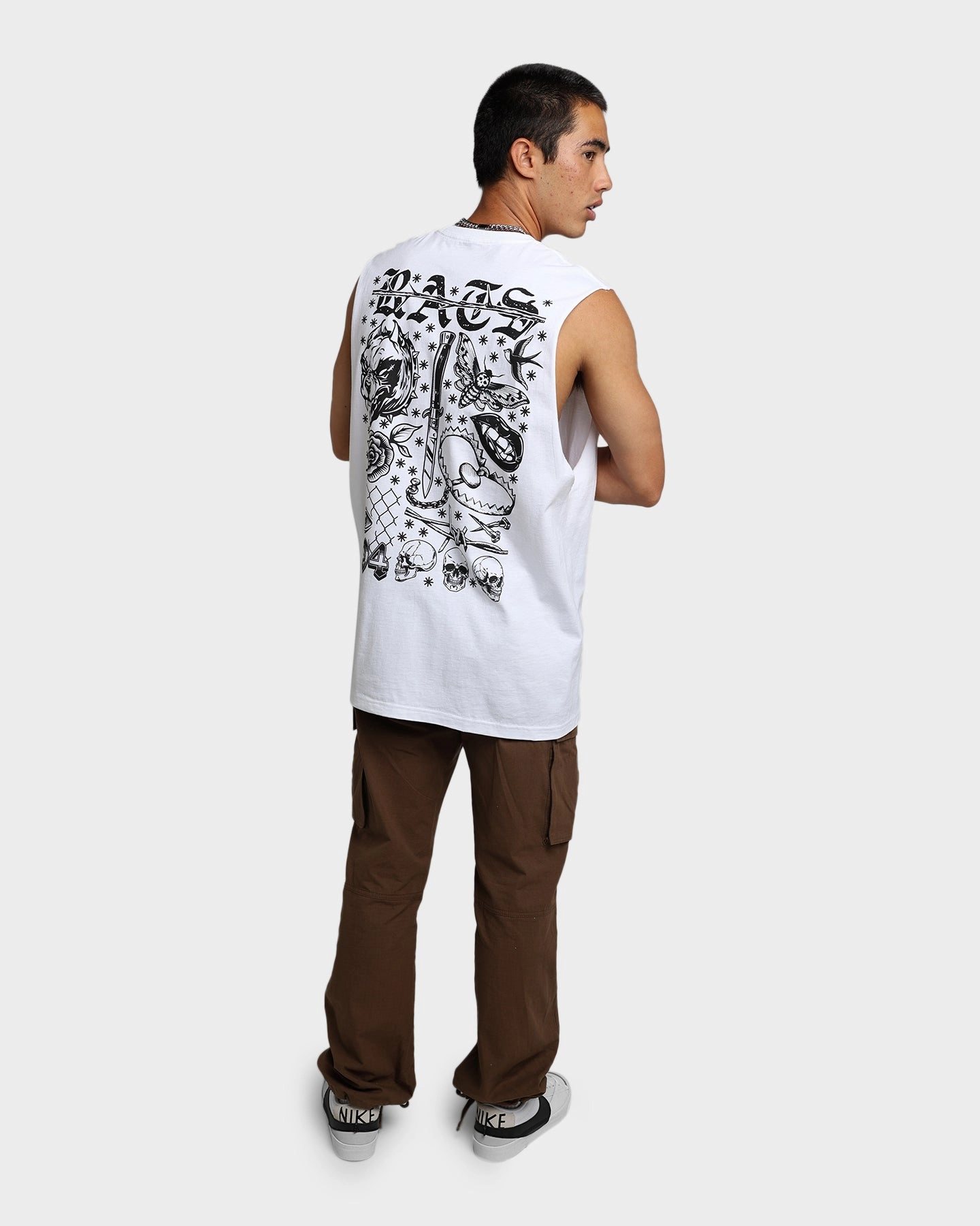 Rats Get Fat Flash Muscle T-Shirt White Denim combination Perfect for Workouts