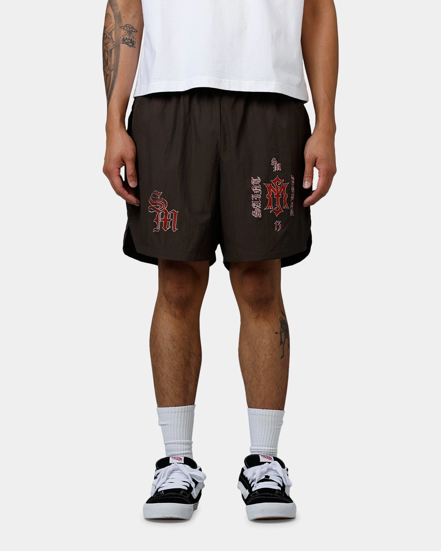 Saint Morta Hardcore Nylon Shorts Dark Brown camisole Sporty Design