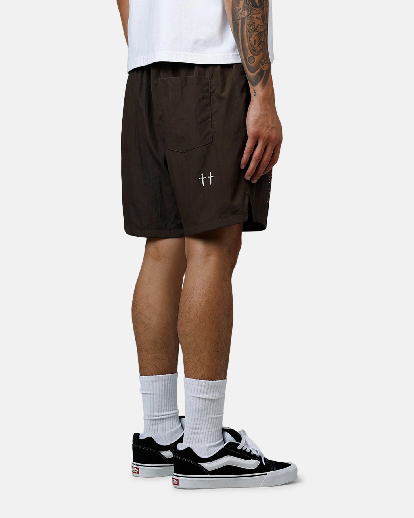 Saint Morta Hardcore Nylon Shorts Dark Brown teenagers yoga clothing