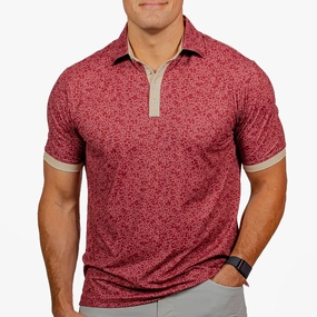 Plus size option Anti Static Lining Campus Course Men's Sublimated Four Button Polo - Garnet/Gold