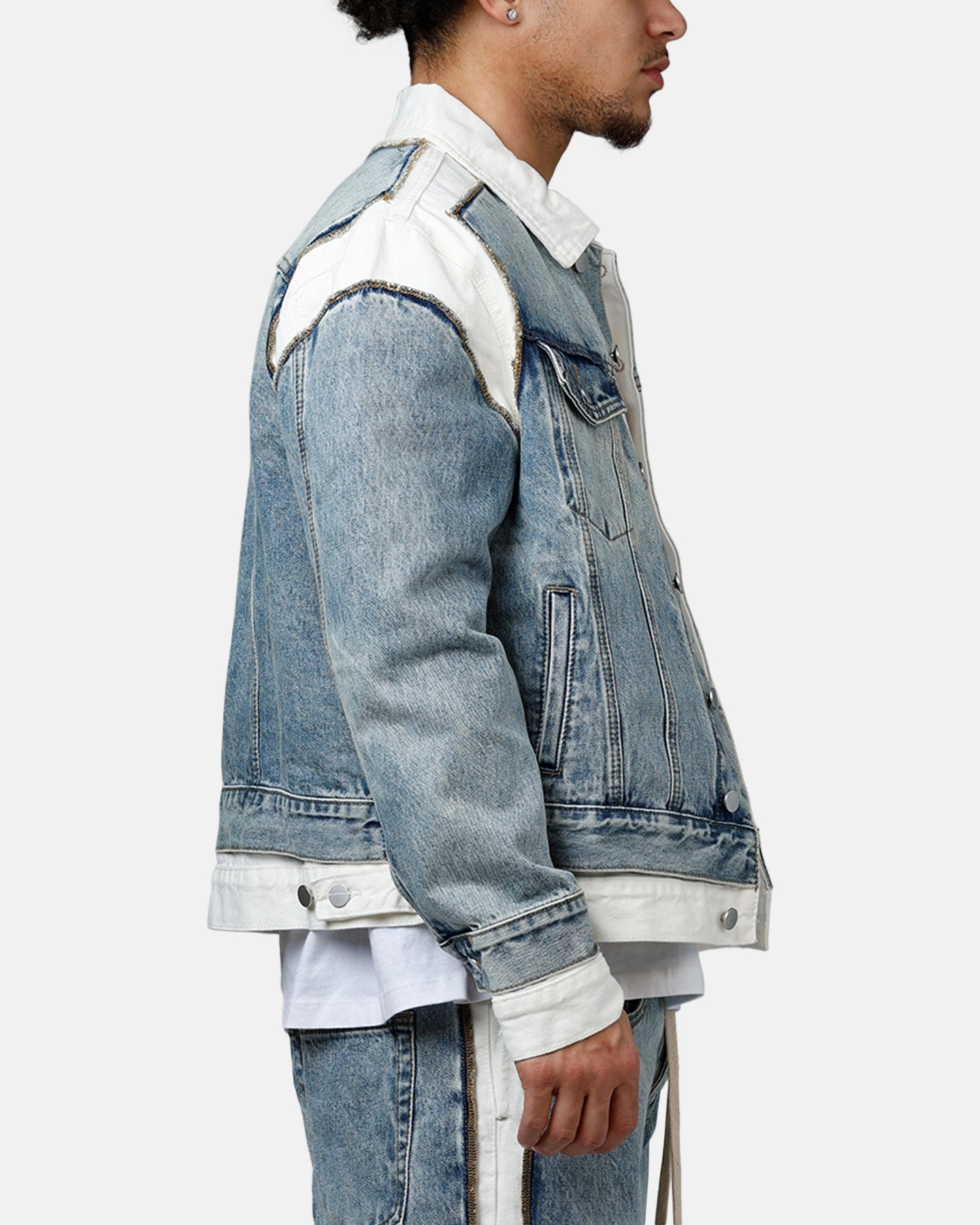 Barrier Seam Construction MNML Border GN8 Jacket Blue/White