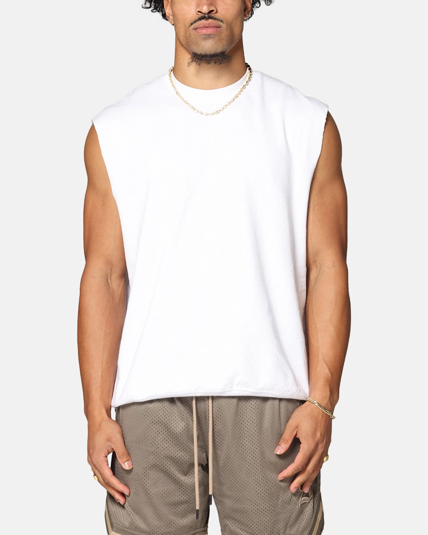 Saint Morta Rev Terry Cut Off Tank White Essential Casual certified