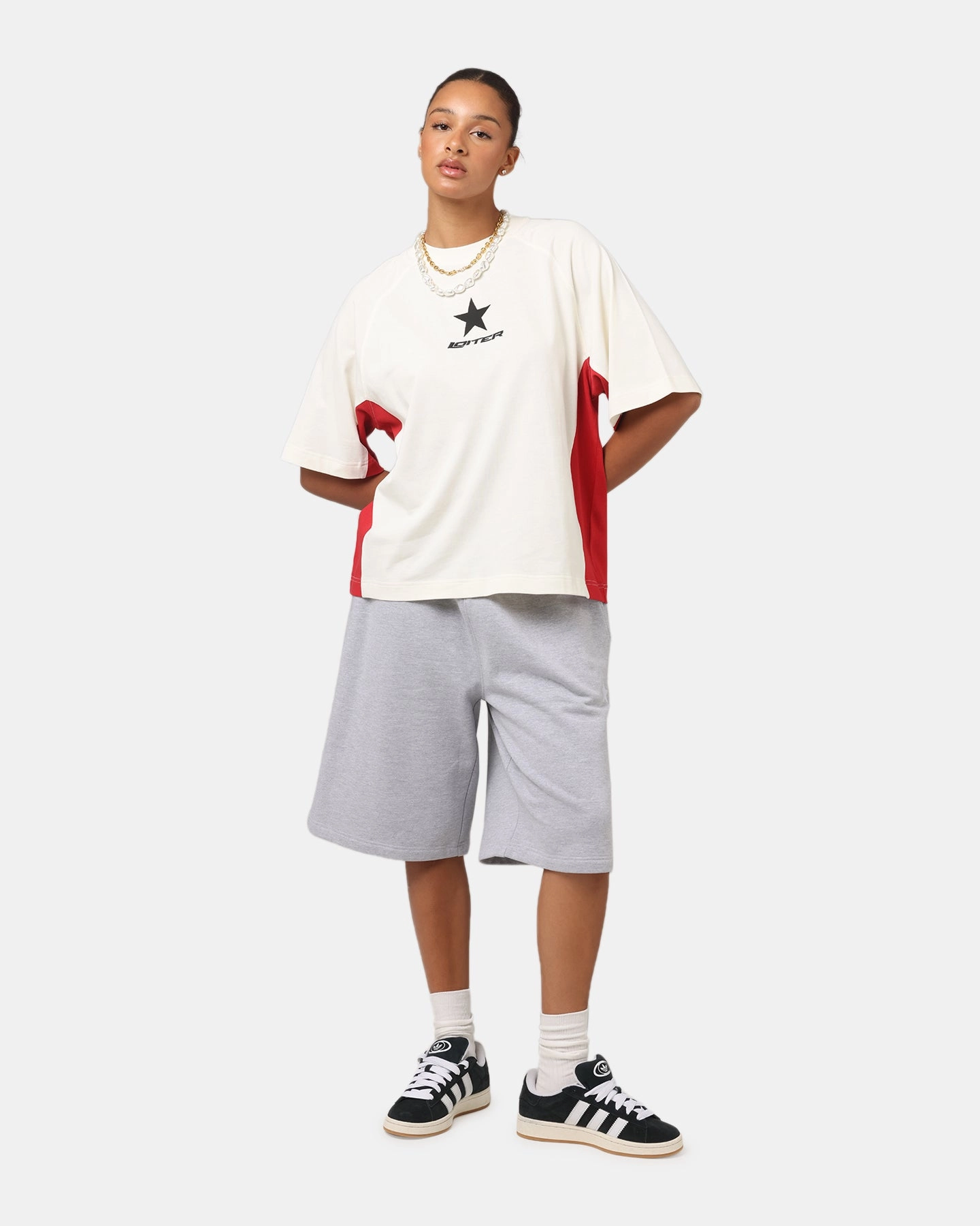 UVProtectionFinish Loiter Daytona Panel T-Shirt White/Pink