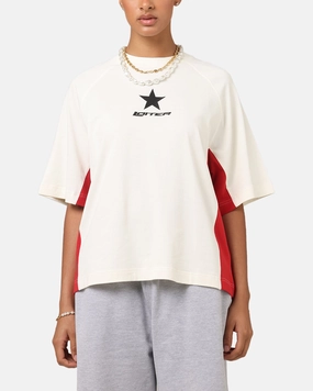 Classic Vibes Natural Fiber Blend Loiter Daytona Panel T-Shirt White/Pink