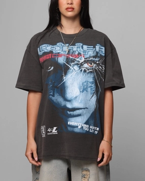 Loiter Project Dark Vintage T-Shirt Black Wash Summer Style Heather Texture Finish