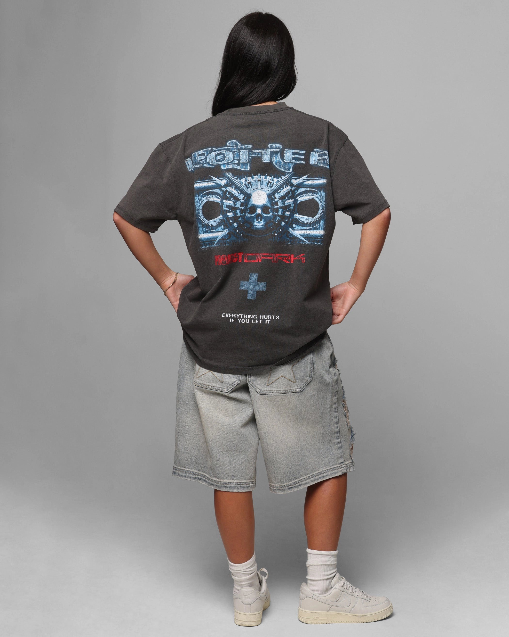 RecycledBlend Loiter Project Dark Vintage T-Shirt Black Wash