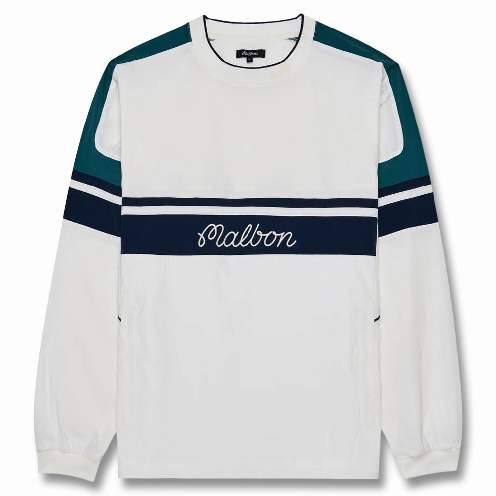 Malbon Sportiva Nylon Popover Golf Jacket White - SS25 Men Anti Slip Interior Stain Resistant