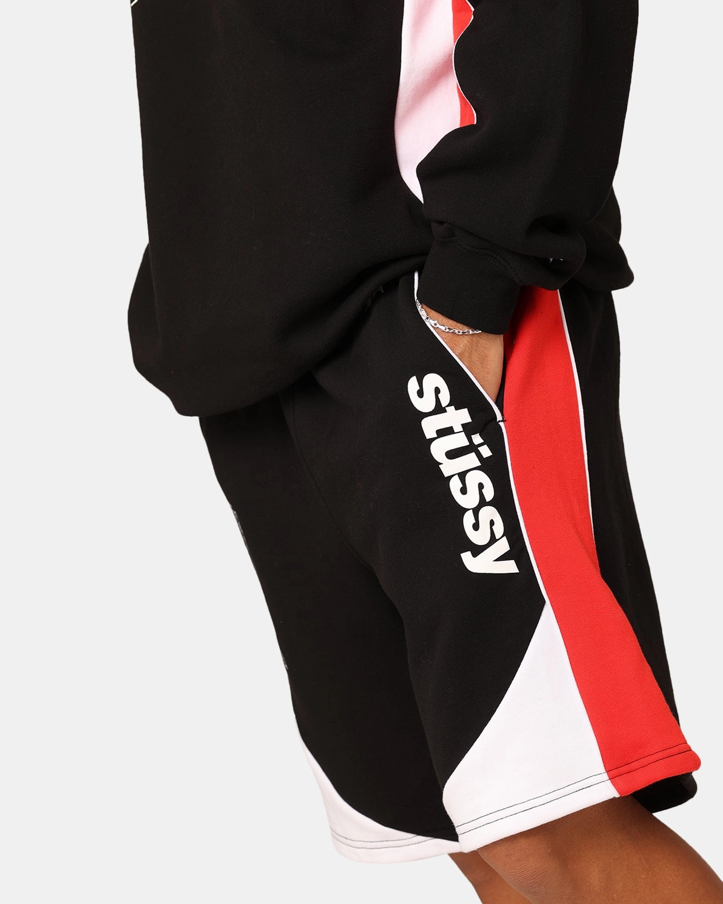 Stussy Football Panelled Shorts Black neon colors