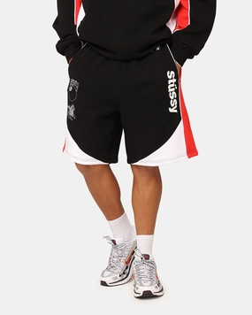 Breathable Side Vents Stussy Football Panelled Shorts Black