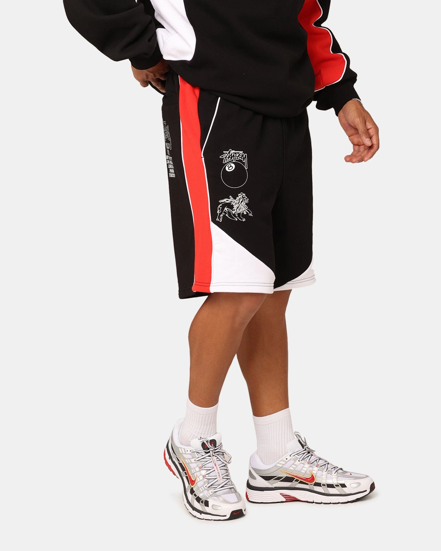 Travel Light Stay Fresh Stussy Football Panelled Shorts Black