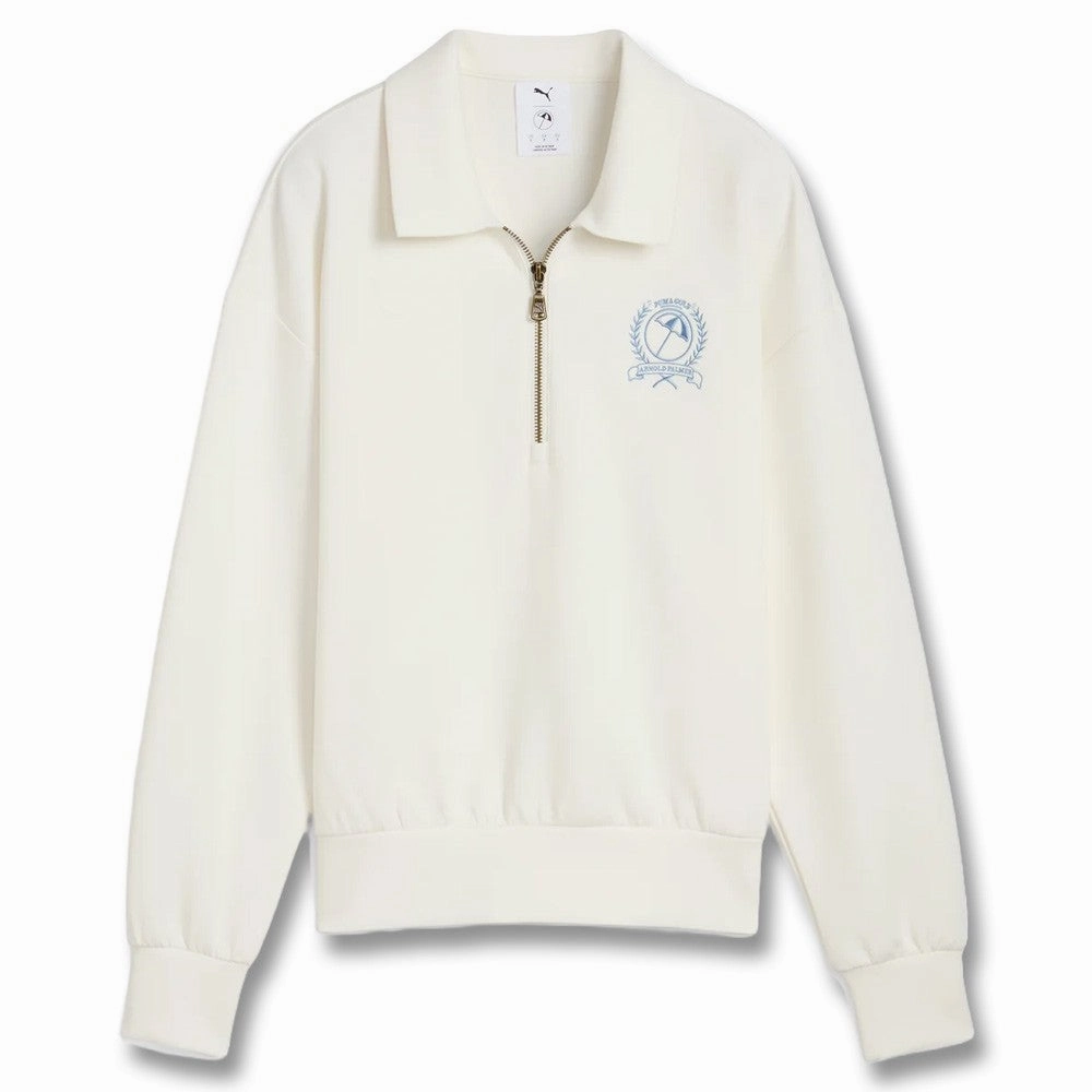 PUMA AP Collared 1/4 Zip Golf Pullover Warm White - SS25 Women Layered construction Elastic Binding