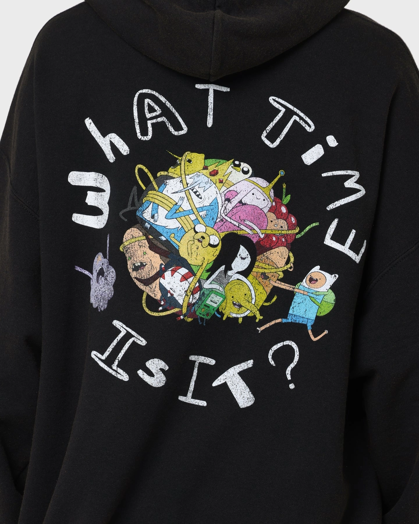 Cowboy American Thrift X Adventure Time What Time Is It Vintage Hoodie Black Wash
