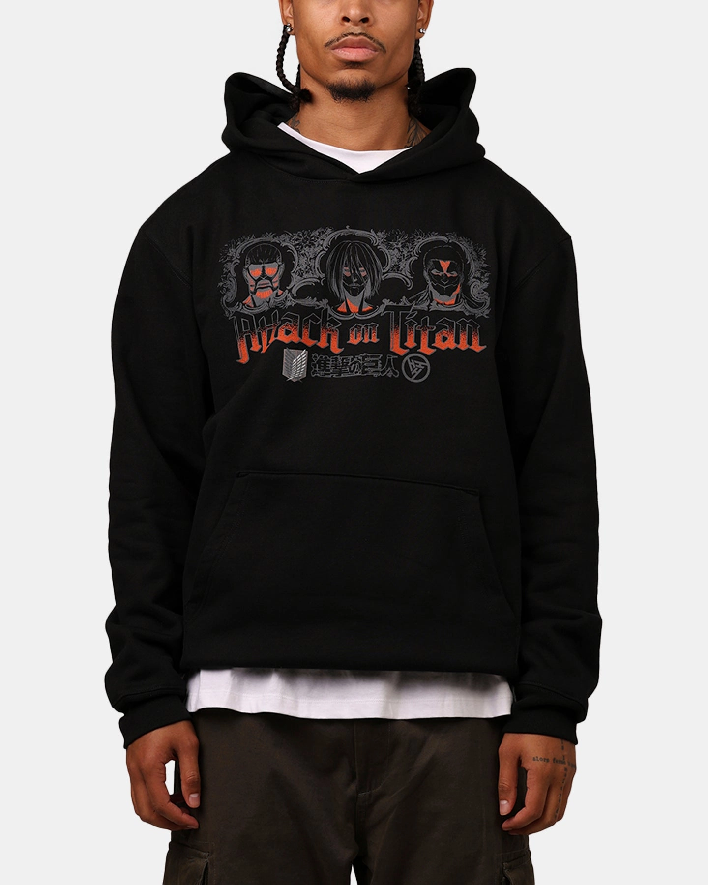 All Purpose Outerwear Formal Event Hypland X Attack On Titan Trio Hoodie Black
