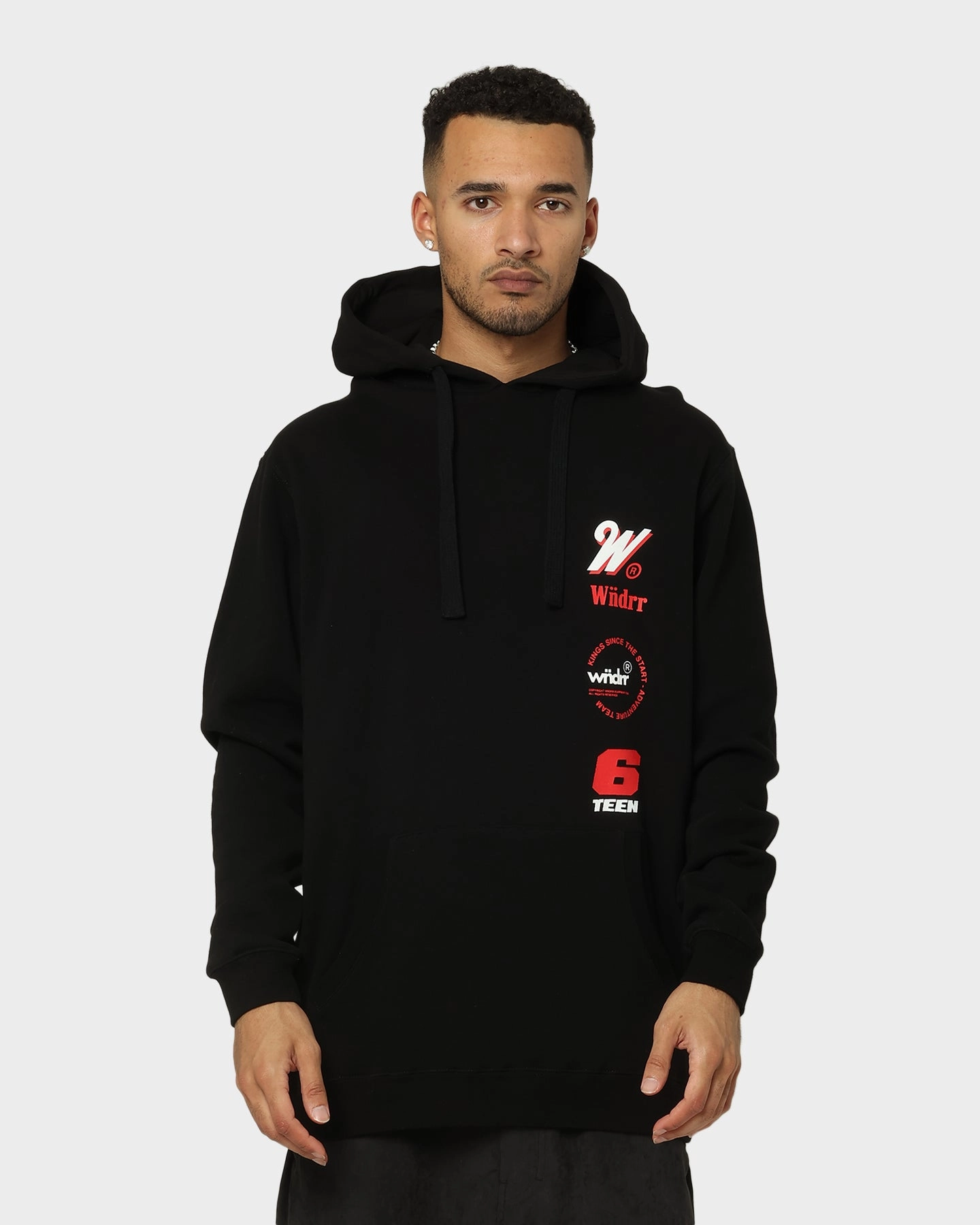 WNDRR Slender Hoodie Black Taped Neckline Seams Collapsible Hood Structure