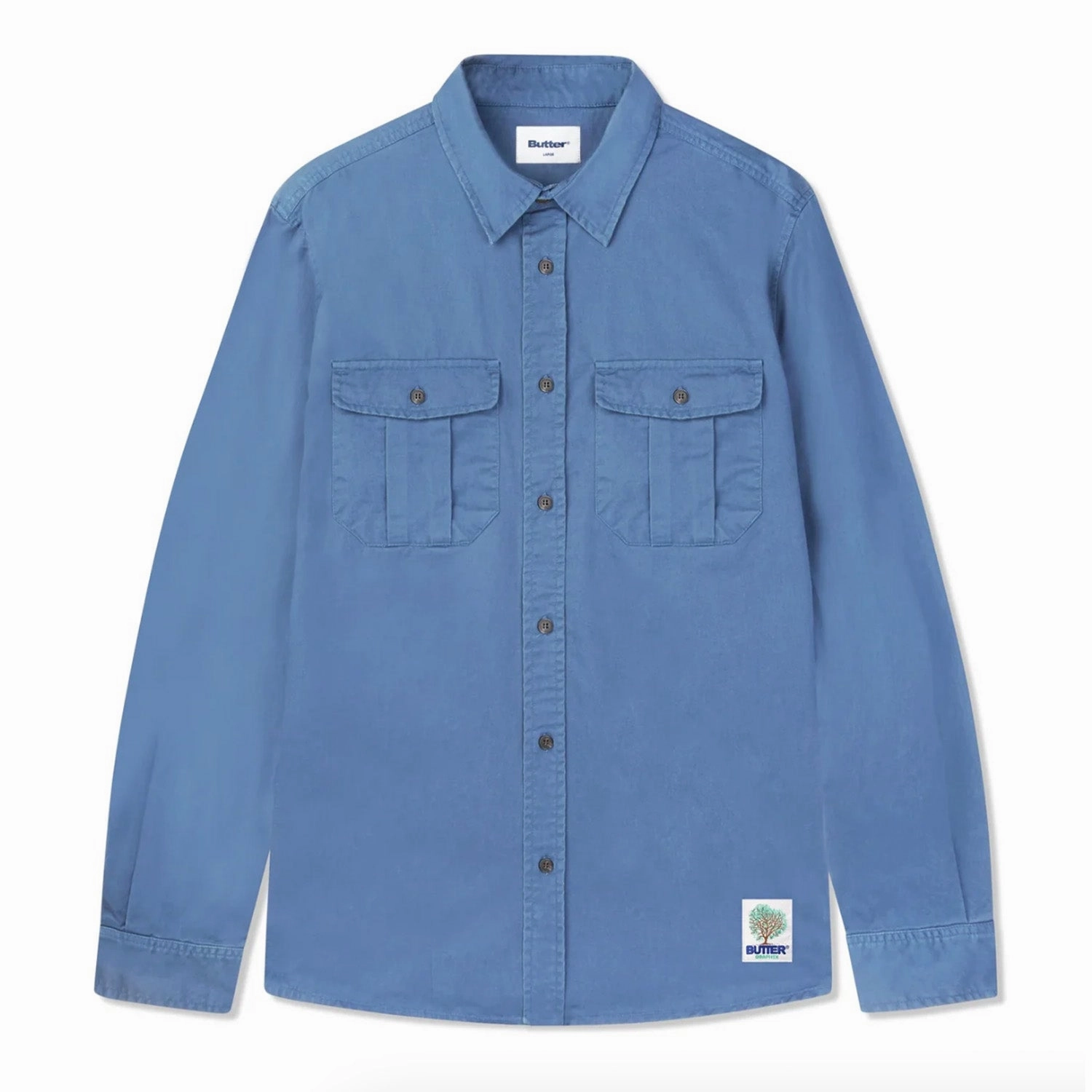 Reinforced Collar City Exploration Buttergoods Washed Pocket L/S Shirt 'Pacific'