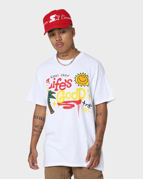 Goat Crew Life Is Good T-Shirt White Sleek And Stylish