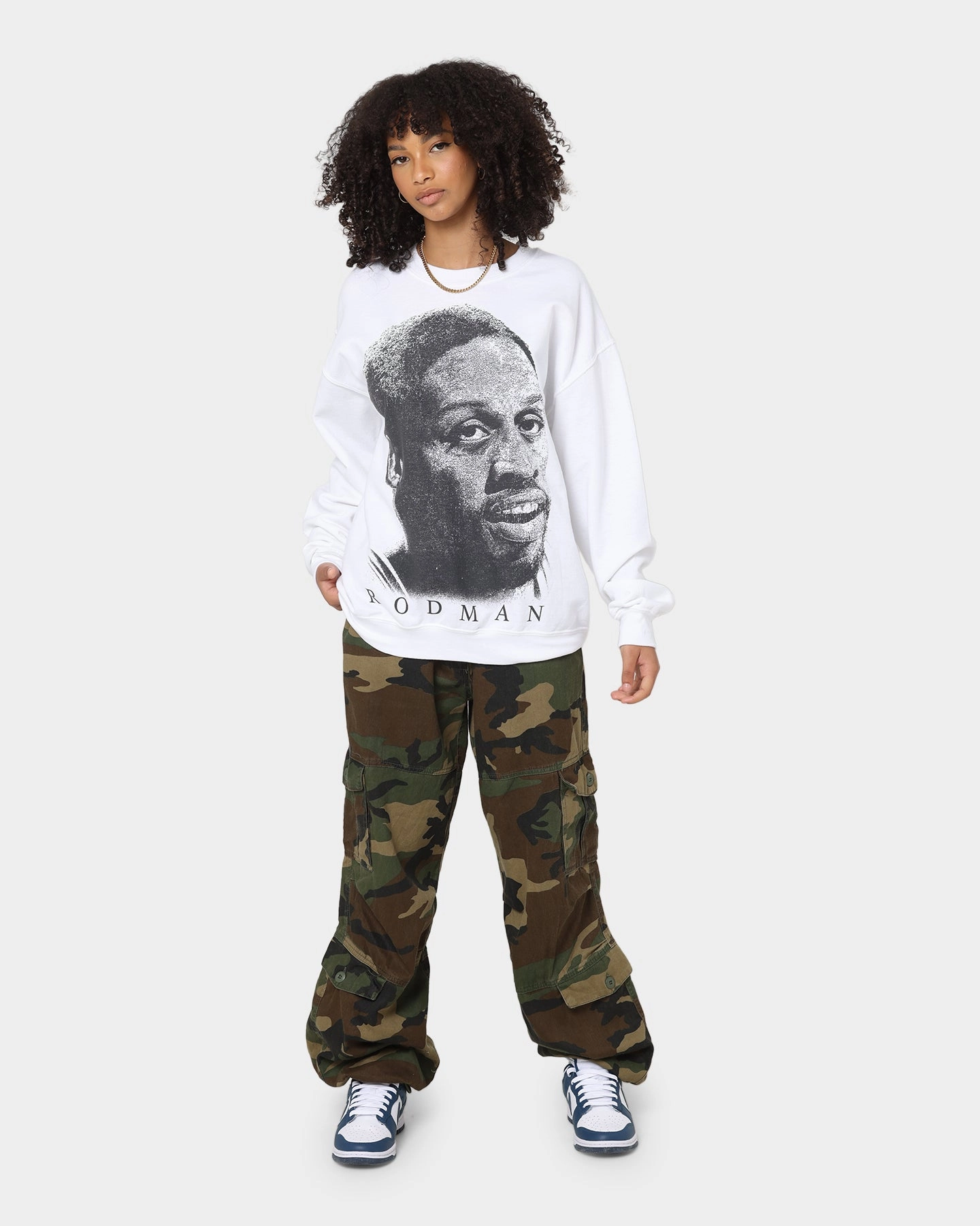 Reflective Trim Moisture Managing Layer Rodman Brand Rodman Face UV Crewneck White