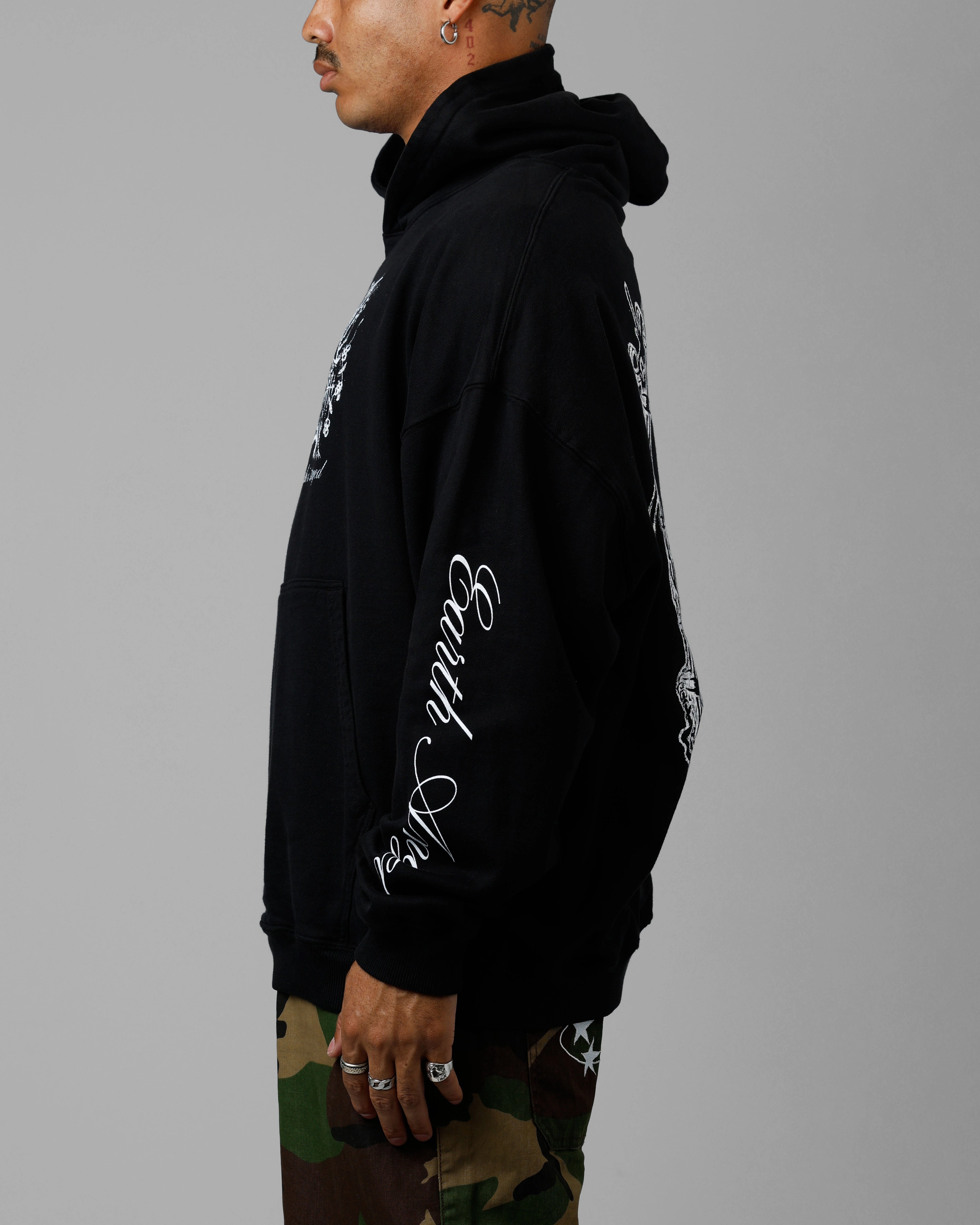 Softshell Fabric Loiter Earth Angel Premium Hoodie Black