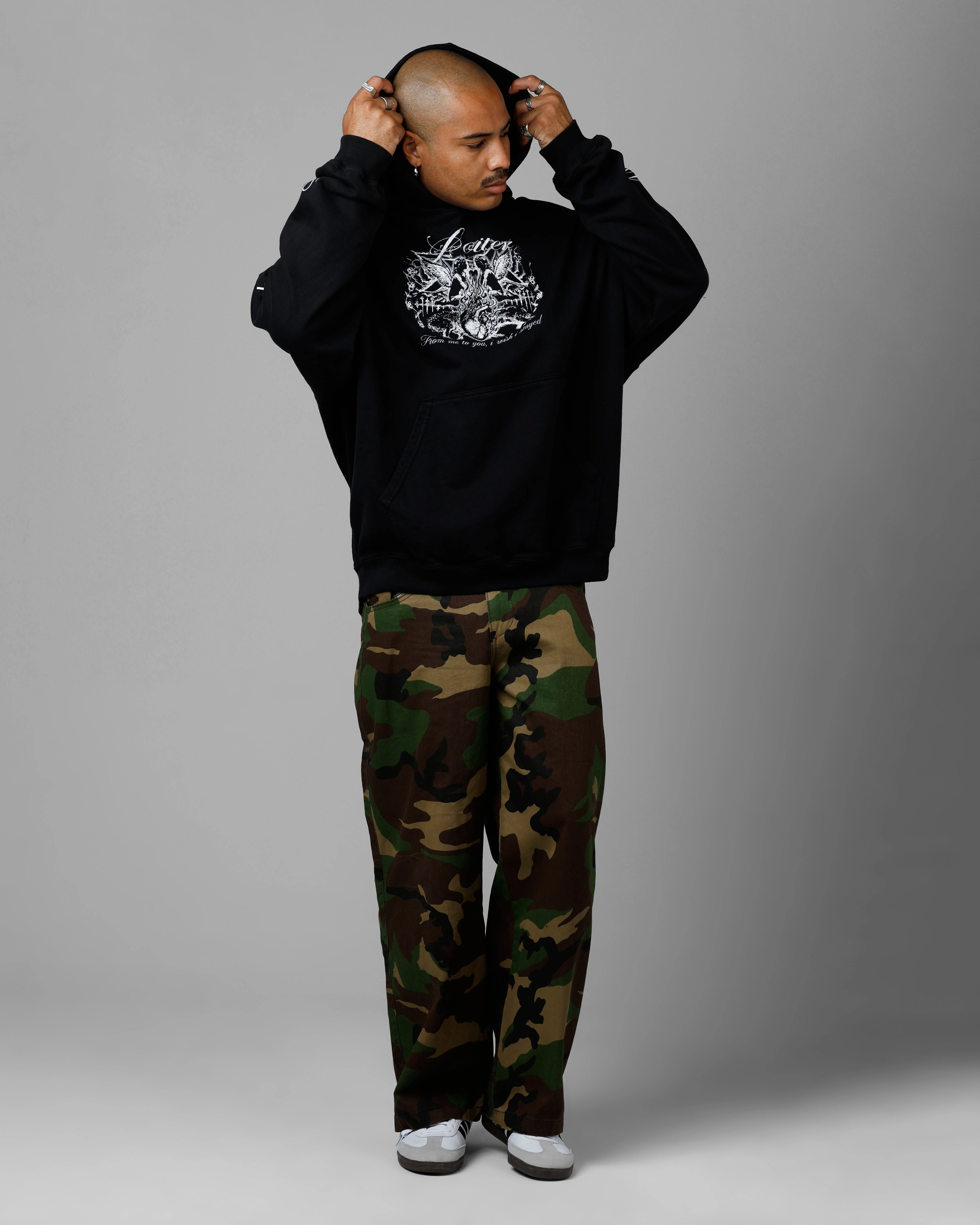 Loiter Earth Angel Premium Hoodie Black Front Pockets Noise Free Material