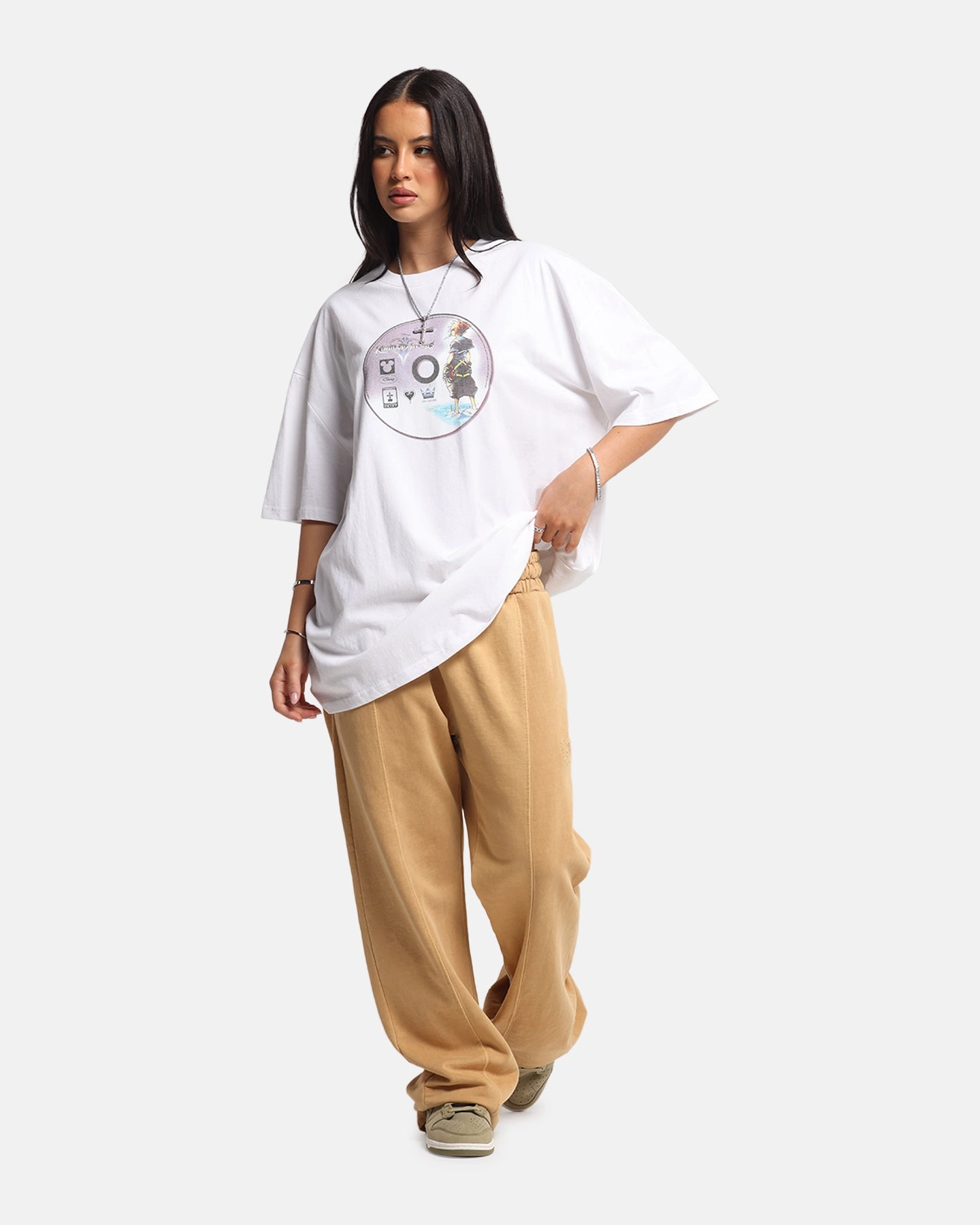 Relax Comfort Style Light Outfit Goat Crew Disney Kingdom Hearts Disc Heavy T-Shirt White
