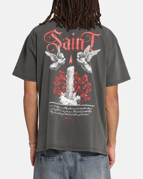 Saint Morta Candle Lit Boxy T-Shirt Black Wash Holiday Trend Fashionable Option