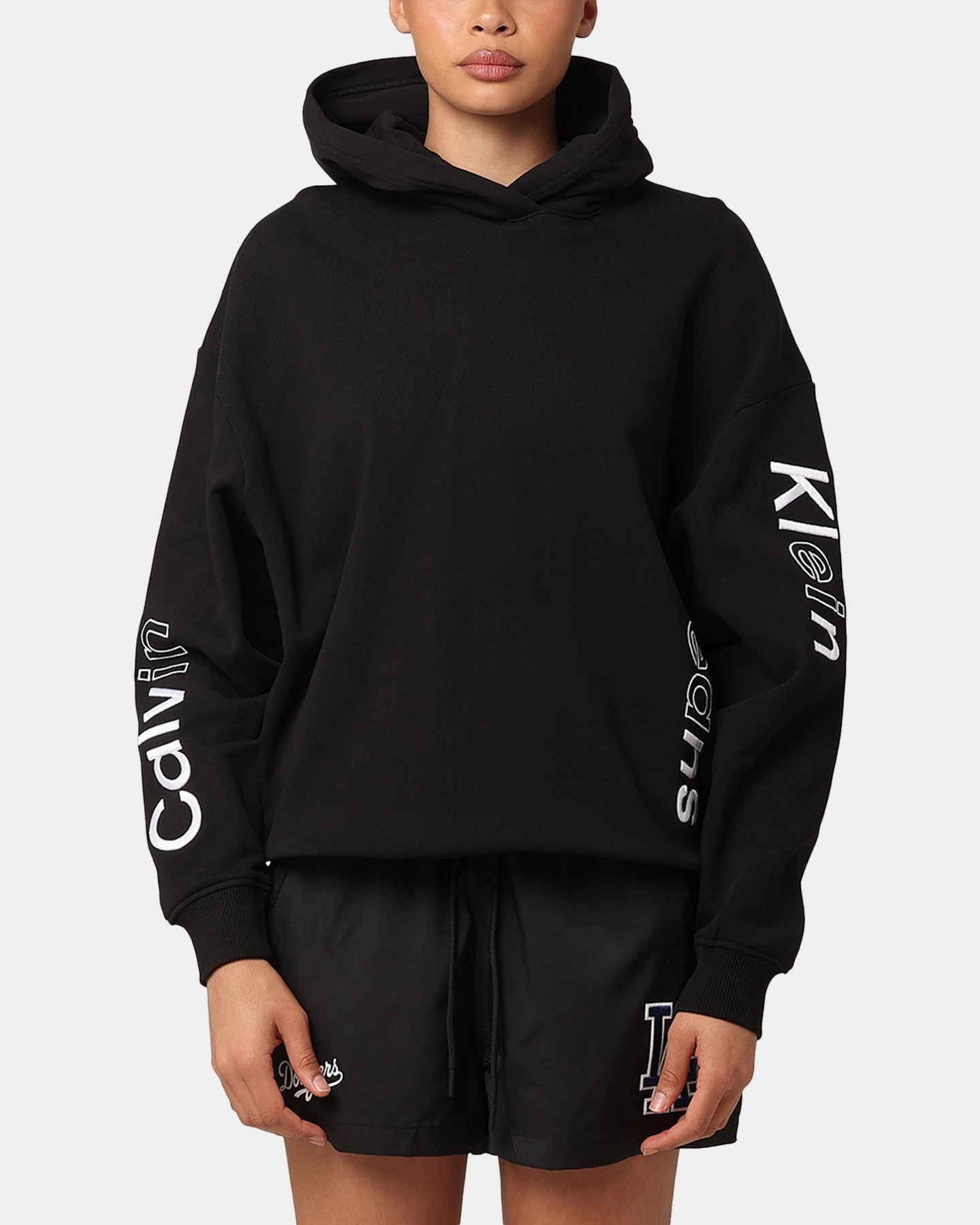 Calvin Klein Women's Multi Placement Logo Hoodie Black Budget - friendly
