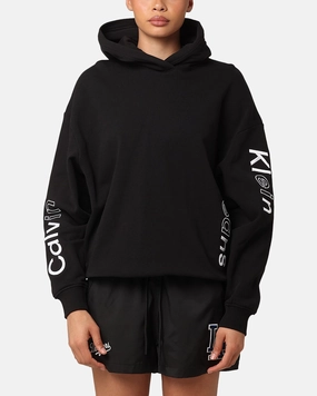 Calvin Klein Women's Multi Placement Logo Hoodie Black Budget - friendly