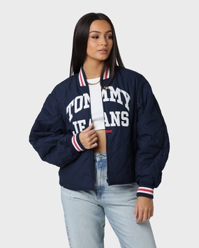 Tommy Jeans Women's College Quilted Jacket Twilight Navy Scissors Allure