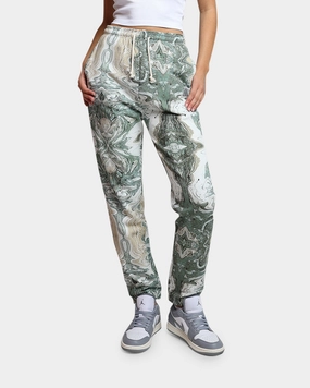 HUF Women's Swirl Fleece Pants Olive Relaxed Design