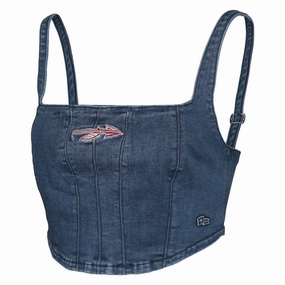 Hype & Vice Women's Spear Logo Denim Corset Crop Tank - Denim Quick Evaporate Design