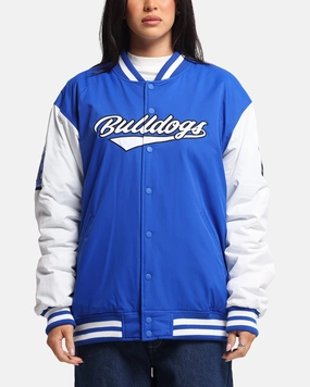 Reinforced Hem Bleacher Athletic Canterbury-Bankstown Bulldogs NRL 1908 Baseball Varsity Jacket Official Team Colour