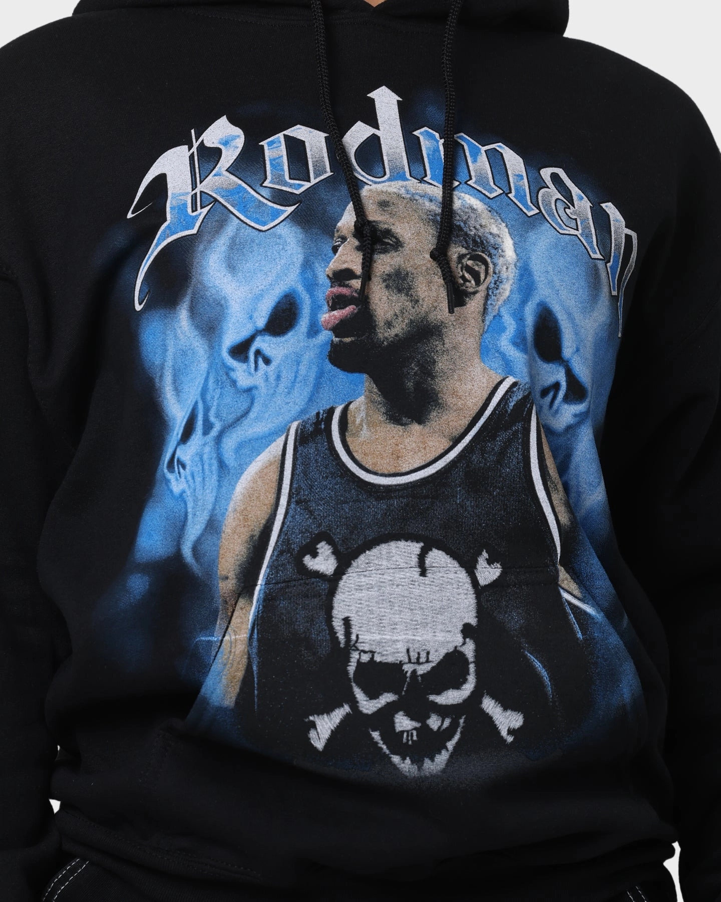 Rodman Brand Rodman Skulls Vintage Hoodie Black Wash WindproofConstruction anti static