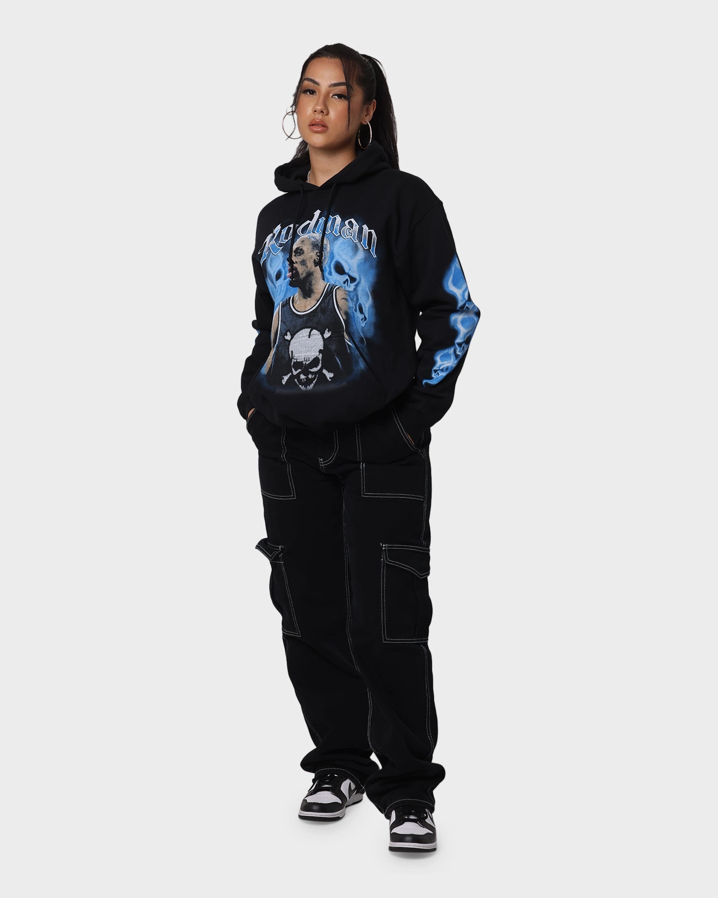 Rodman Brand Rodman Skulls Vintage Hoodie Black Wash Collectible