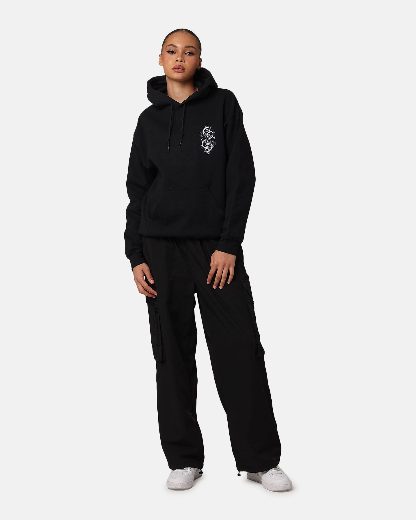 The Anti Order Double Dragon Hoodie Black/White Urban Protection Collar Options