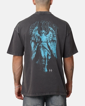 Saint Morta Lucian Mock Neck T-Shirt Washed Charcoal Durable Stitching MinimalBranding