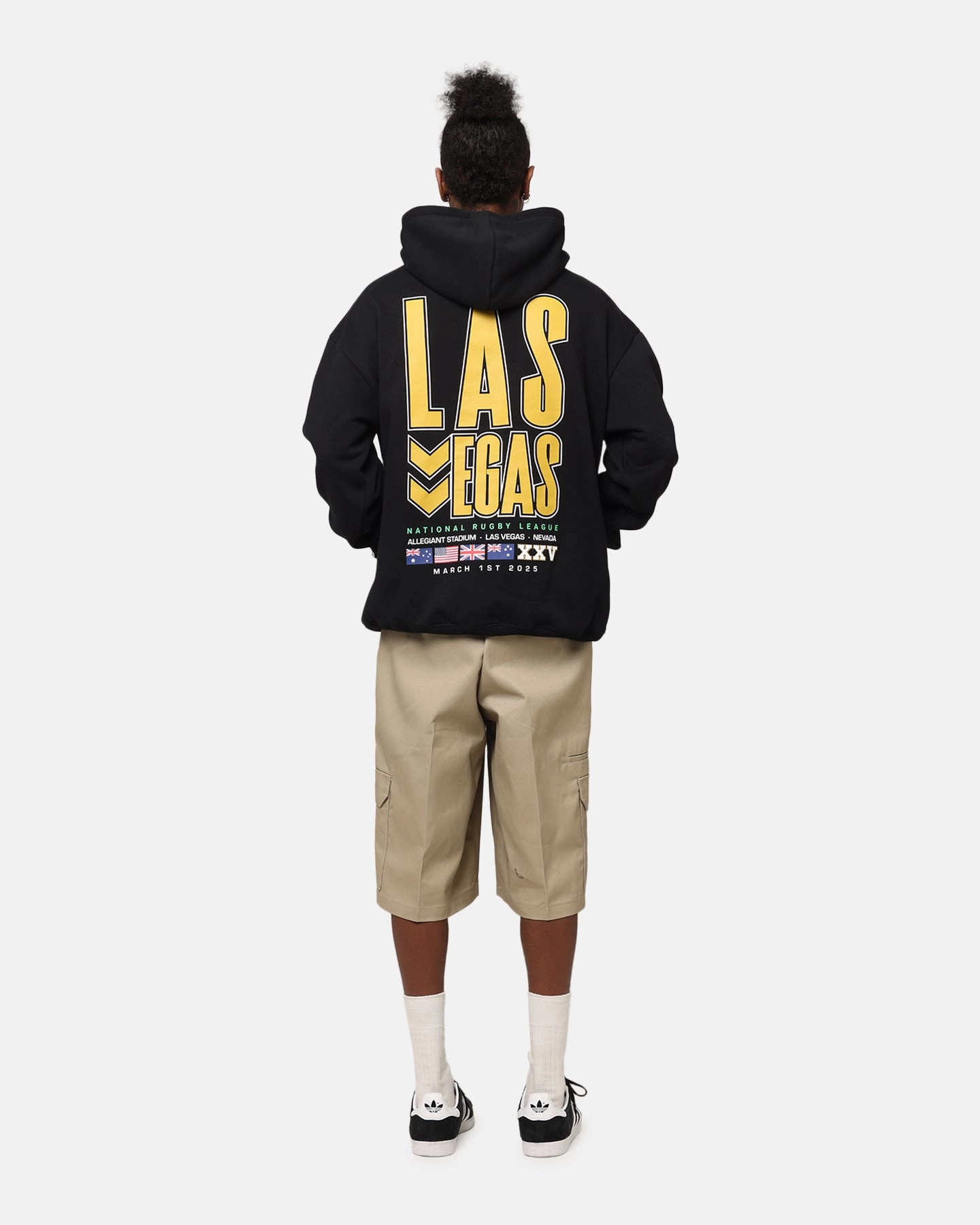 Quick Evaporate Design single crewed Bleacher Athletic NRL 2025 Las Vegas Round Hoodie Black