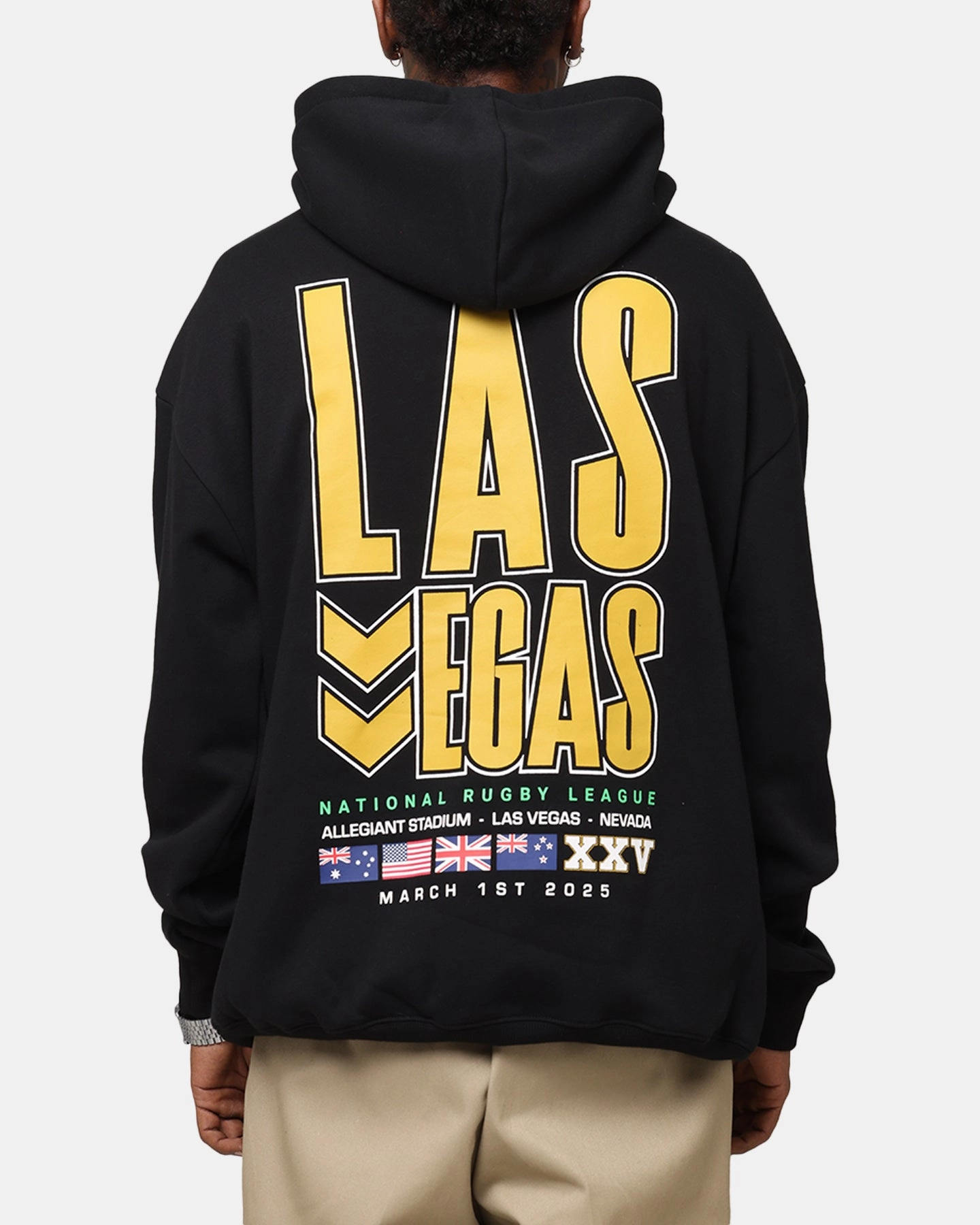 civilian use Bleacher Athletic NRL 2025 Las Vegas Round Hoodie Black
