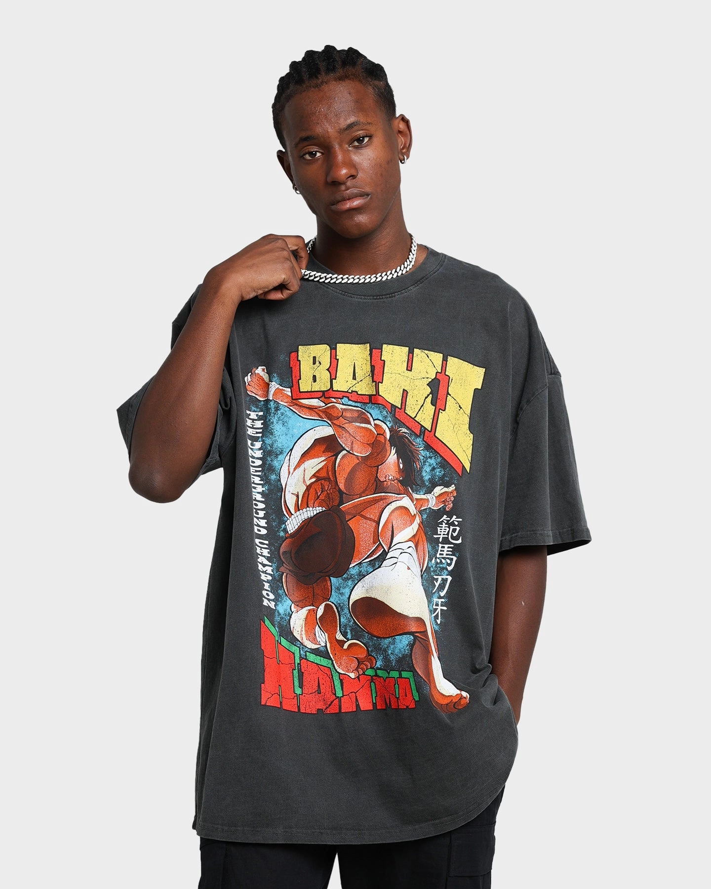 Goat Crew X Baki Hanma Baki Hanma Vintage Heavyweight T-Shirt Black Wash Casual Layer Wear Men's masculinity