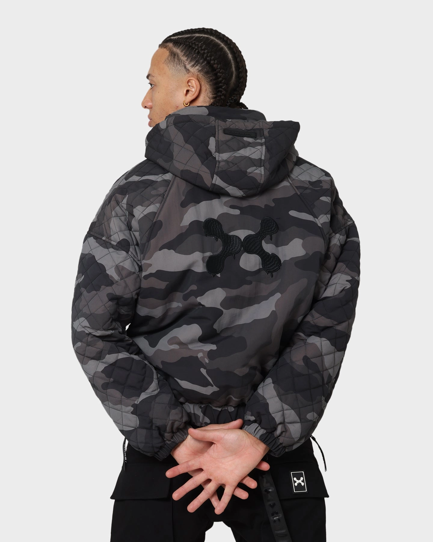Reflective Safety Trim popular in Asia DXXMLIFE L-3 Quilted AnXrak Nid Jacket Grey Camo