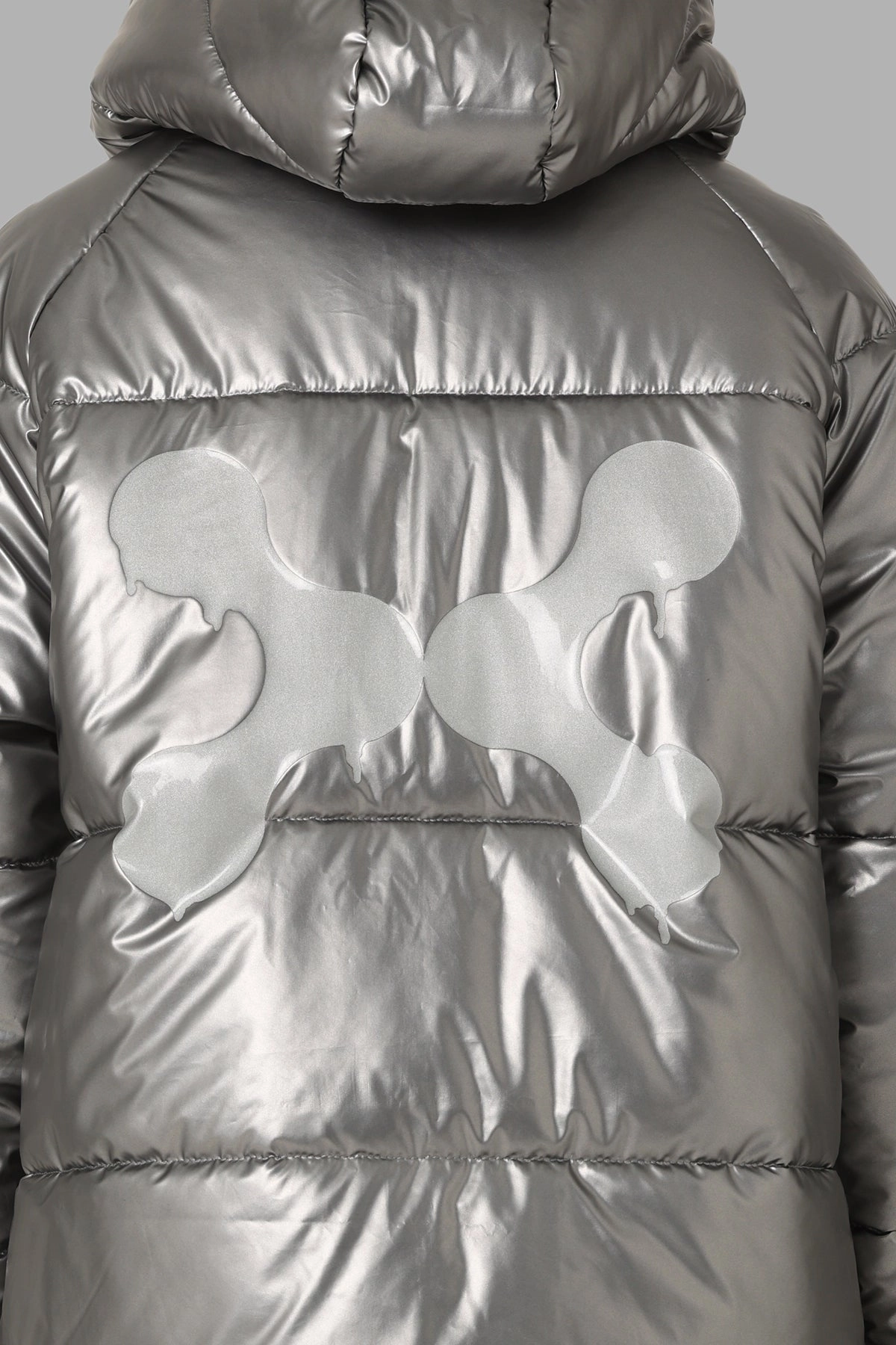 Drop Hood Style Attention DXXMLife L-6 A Chrxme Puffer Jacket Silver