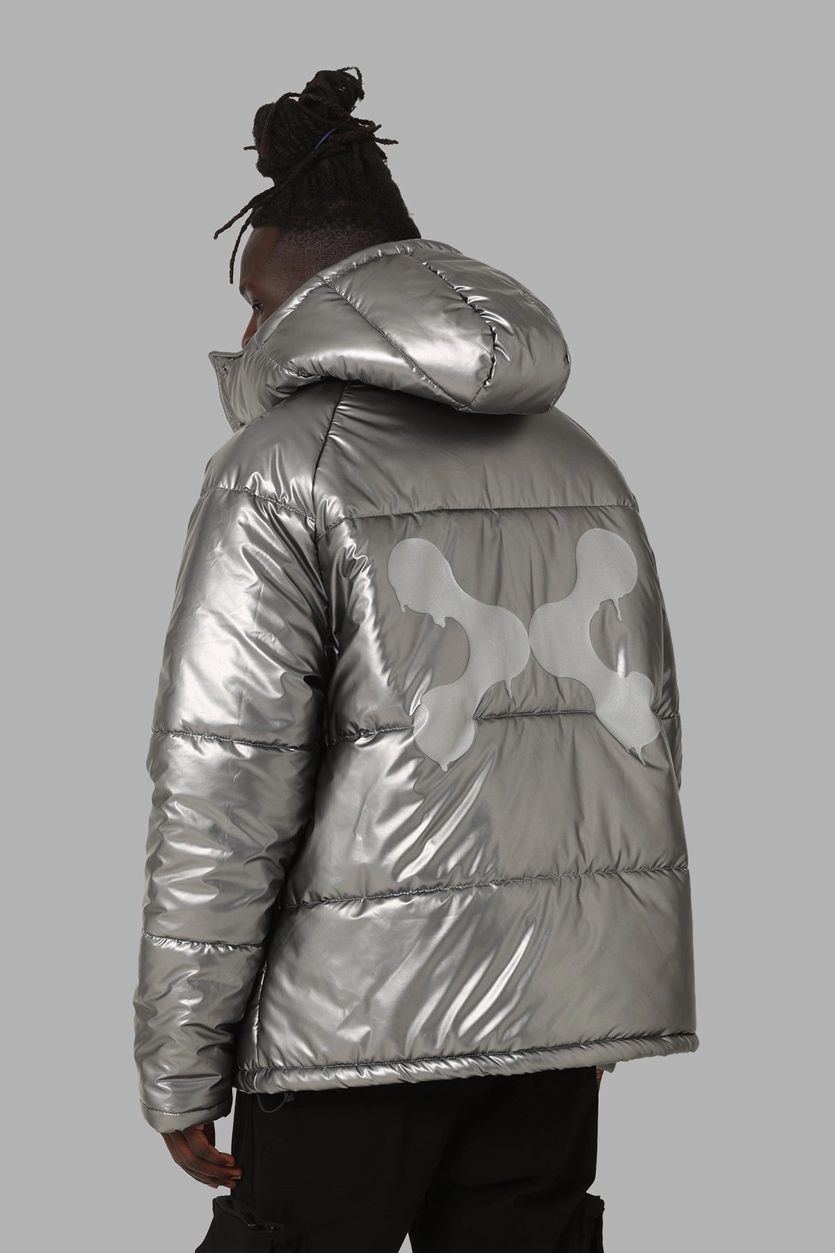 DXXMLife L-6 A Chrxme Puffer Jacket Silver Leather