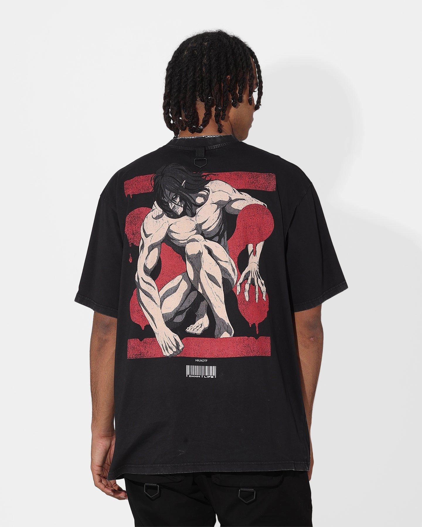 DXXMLIFE X Attack On Titan Eren Baggy Vintage T-Shirt Vintage Black Classic timelessness Raw Hem Finish