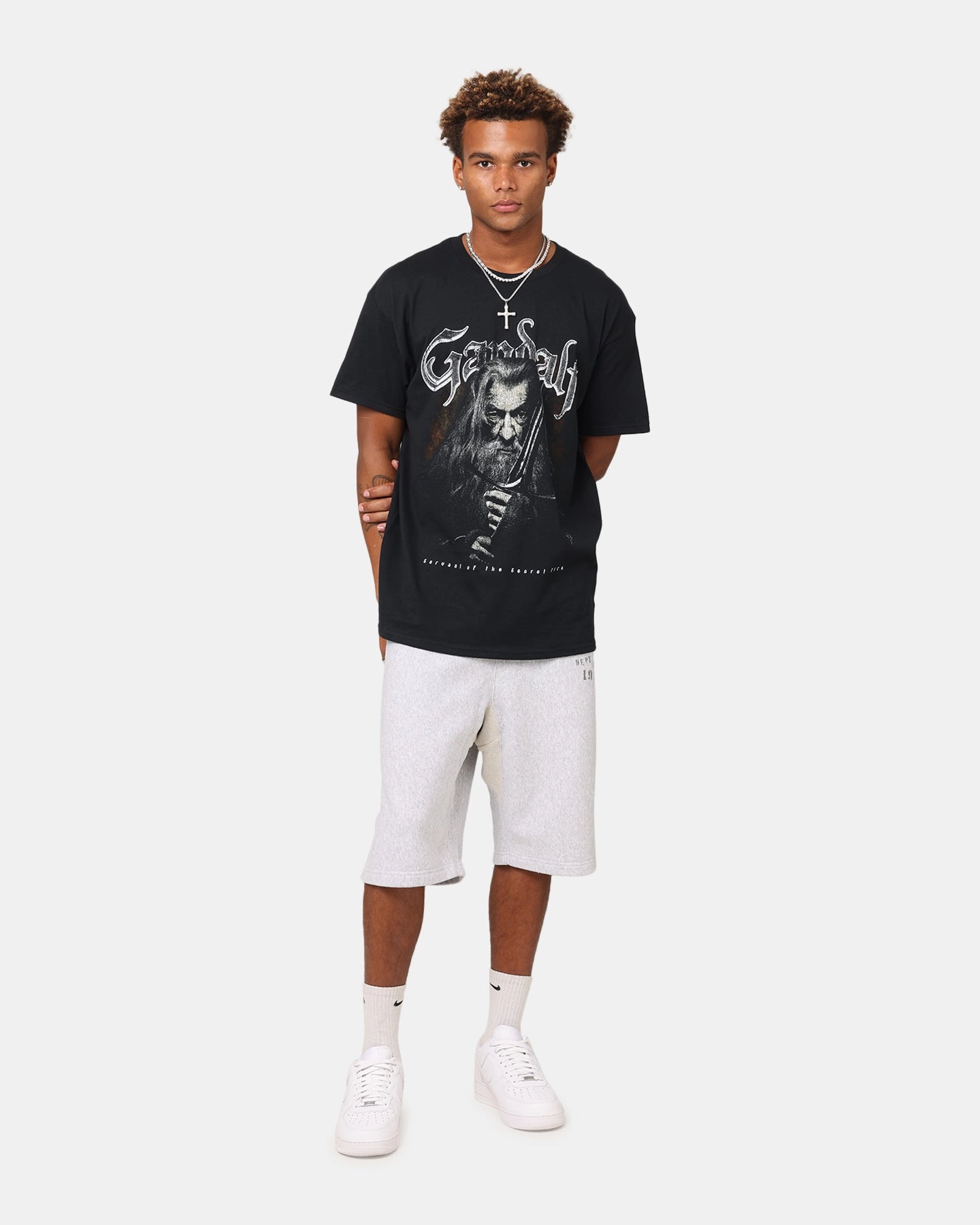 Camping attire Office Wear Goat Crew X Lord Of The Rings Gandalf Fire T-Shirt Black